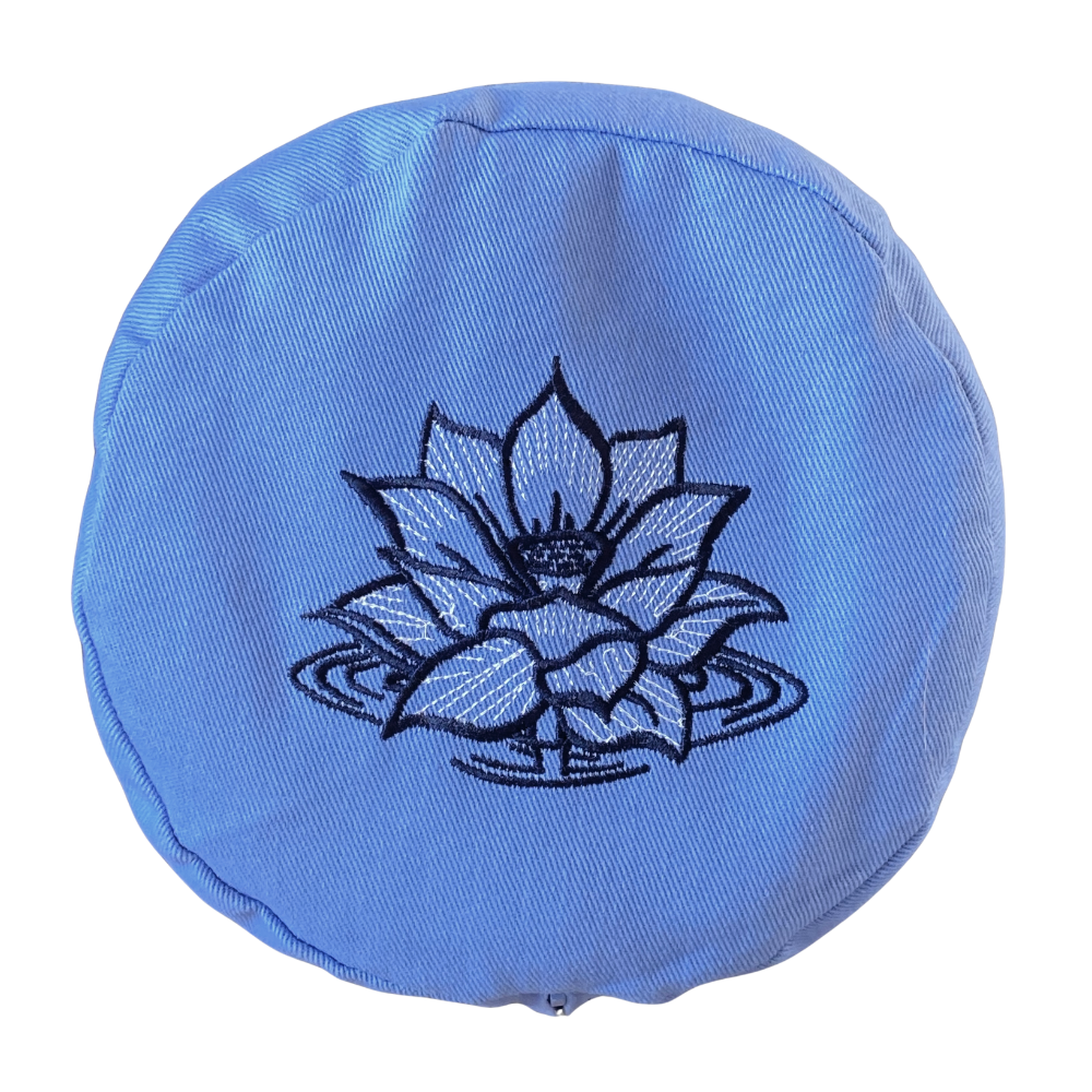Sky Blue lotus flower embroidered bolster end