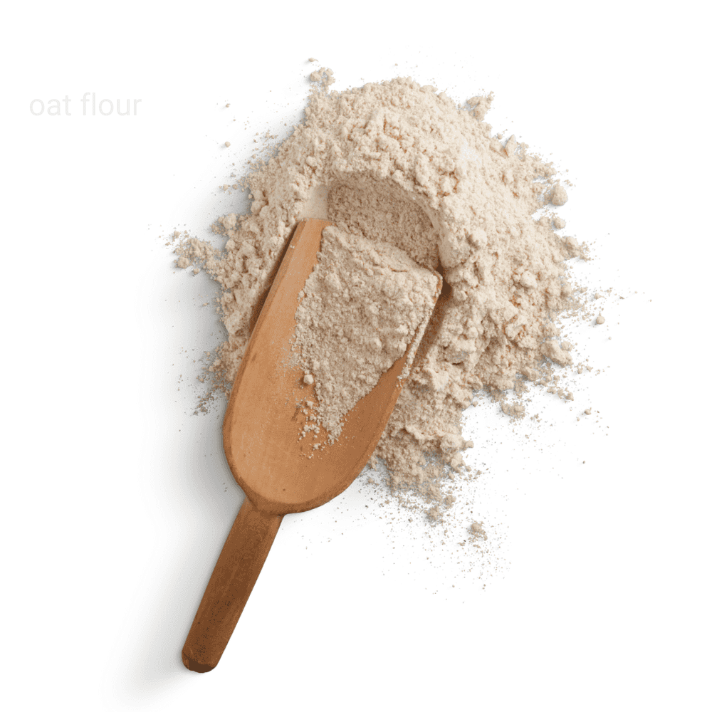 Oat flour on a wooden ladel