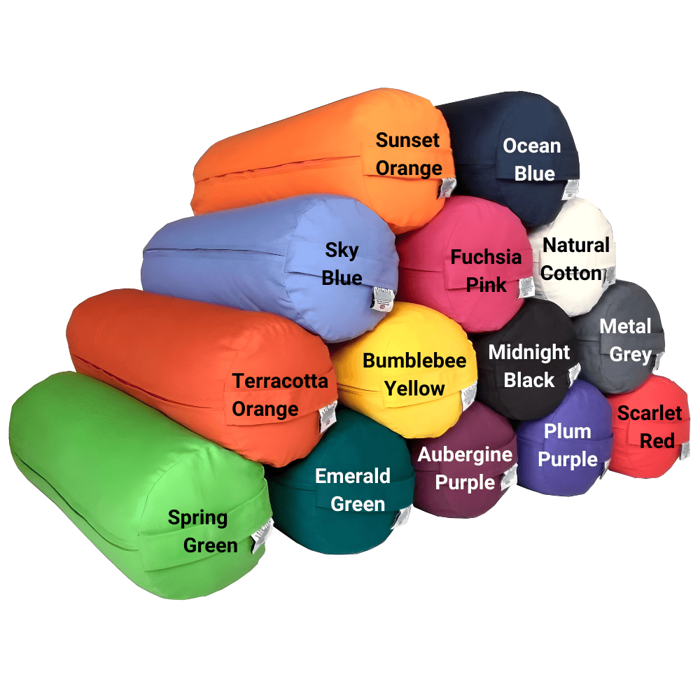 Yoga Bolster Replacement Plain Covers. Labelled colours